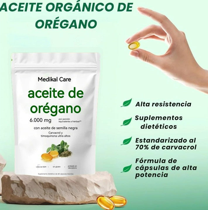 Cápsulas Naturales de Aceite de Orégano + Semilla Negra