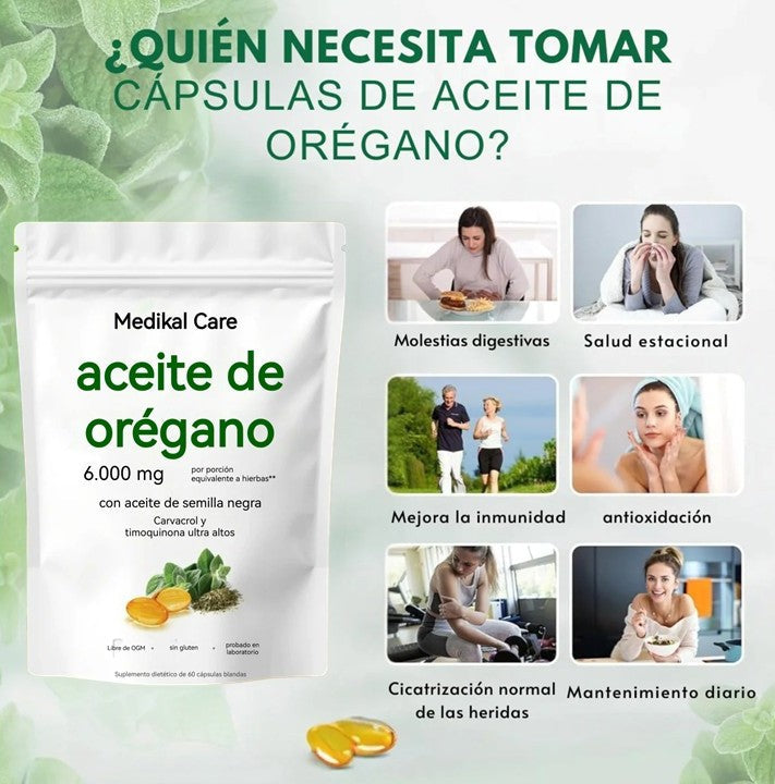 Cápsulas Naturales de Aceite de Orégano + Semilla Negra