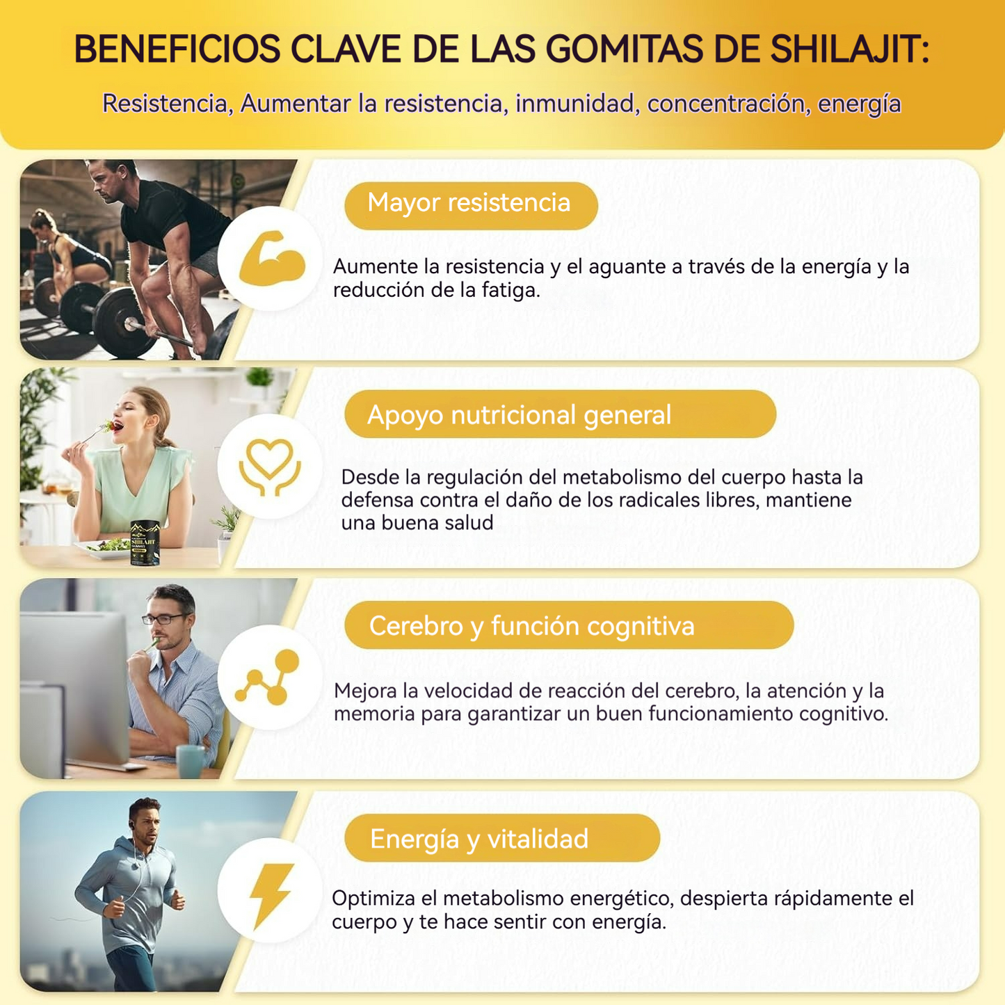 Gomitas de Shilajit dorado